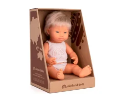 Niños Miniland Muñeco Síndrome de Down Rubio 38cm