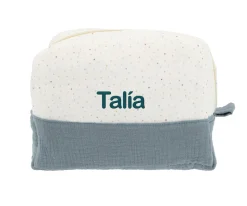 Cristina de Jos'h Neceser Grande Rainbow Dots Azul Personalizable^Niños Neceseres Bebé Personalizados