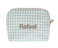 Cristina de Jos'h Neceser Grande Vichy Verde Personalizable^Niños Neceseres Bebé Personalizados