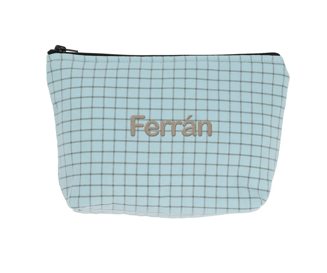 Niños Cristina de Jos'h Neceser Infantil Nordic Check Blue Personalizable