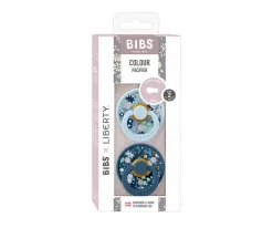 Bibs Liberty Pack 2 Chupetes BIBS Colour Round + 1 Secababitas Liberty Chamomile Lawn Baby Blue^ Secababitas