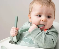 Done by Deer Pack 3 Cucharas para Bebé Fácil Agarre Foodie Green^ Cubiertos Infantiles