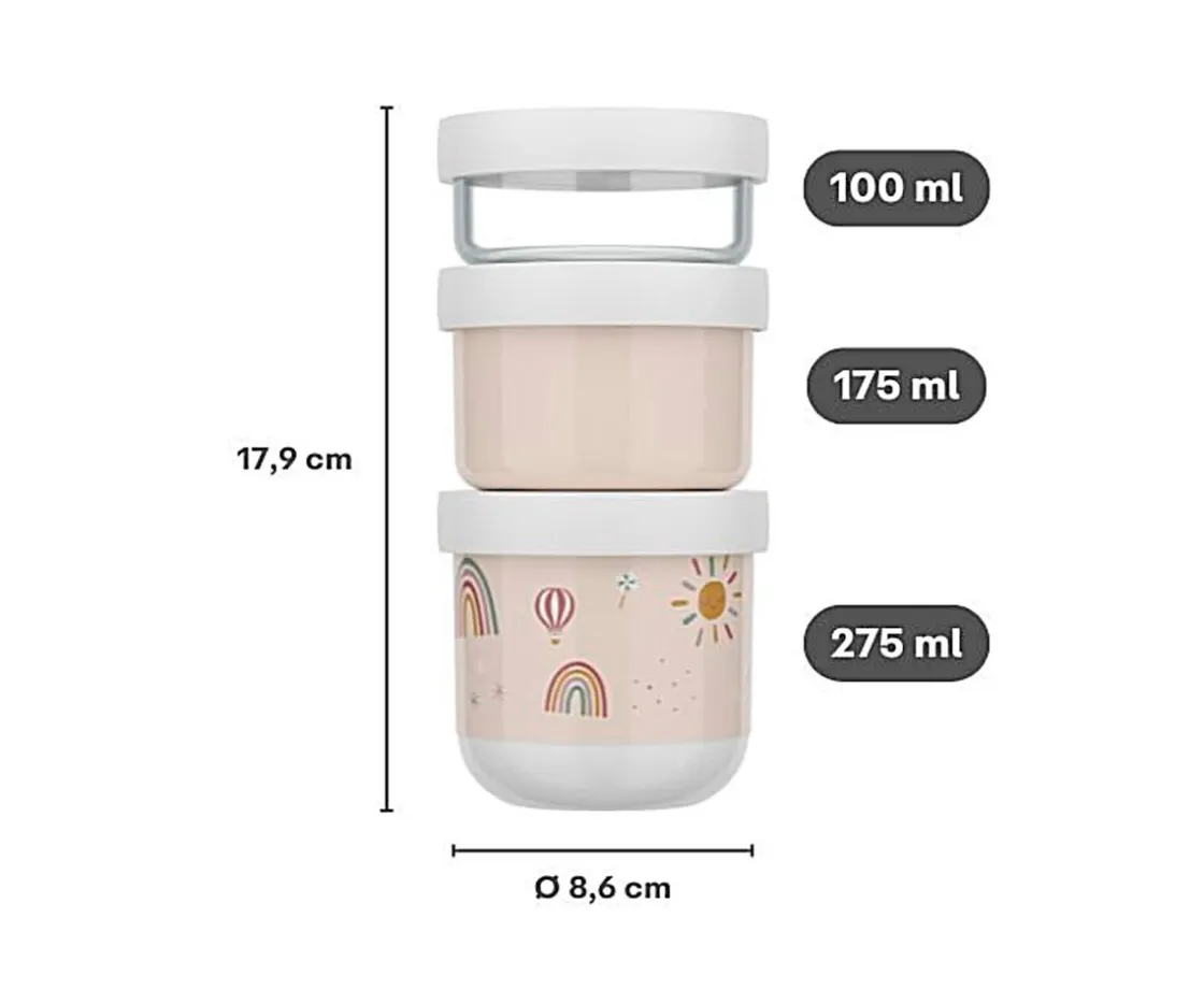 Mepal Pack 3 Dispensadores de Comida Apilable Mio Little Farm