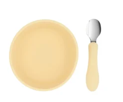 Tutete Pack Baby Meal Babero Silicona Fruits + Bol Silicona y Cuchara Acero Sun^ Vajilla Infantil