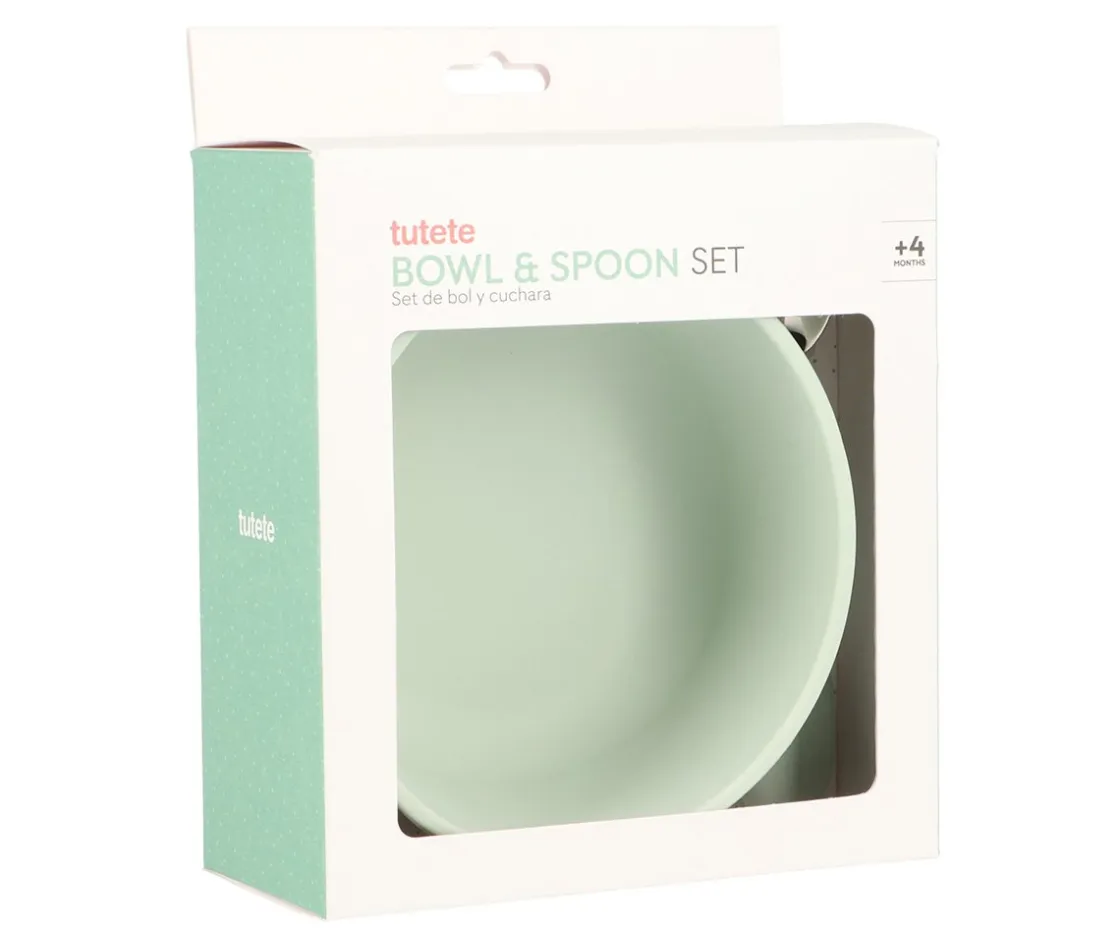 Tutete Pack Baby Meal Babero Silicona Bugs + Bol Silicona y Cuchara Acero Sage^ Vajilla Infantil
