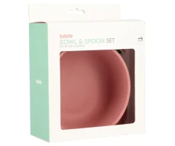Tutete Pack Baby Meal Babero Silicona Wild Fairies + Bol Silicona y Cuchara Acero Brick Blush^ Vajilla Infantil