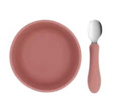 Tutete Pack Baby Meal Babero Silicona Wild Fairies + Bol Silicona y Cuchara Acero Brick Blush^ Vajilla Infantil