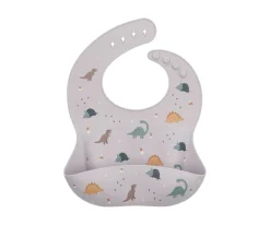 Tutete Pack Baby Meal Babero Silicona Dinos World + Bol Silicona y Cuchara Acero Brick Blush^ Vajilla Infantil