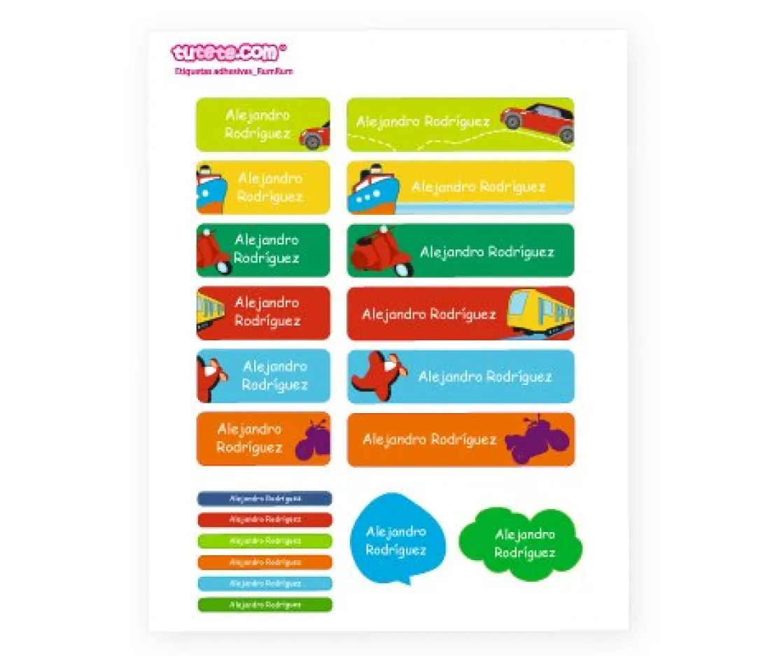 Tutete Pack Combinado Etiquetas termoadhesivas + pegatinas Rumrum^ Etiquetas Personalizadas