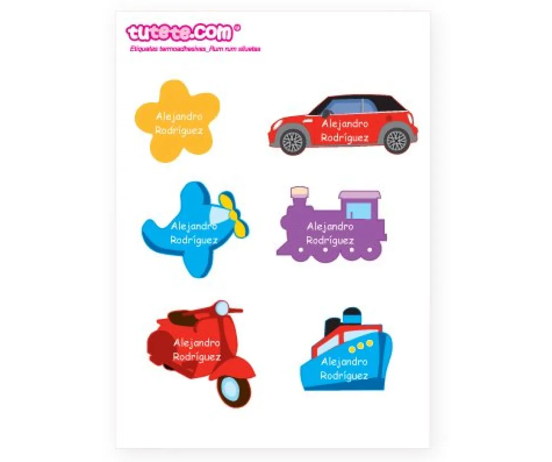 Tutete Pack Combinado Etiquetas termoadhesivas + Siluetas + pegatinas Rumrum^ Etiquetas Personalizadas