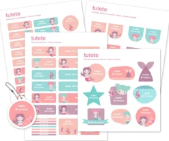 Tutete Pack Combinado Termo y Pegatinas Sirena y Amigos