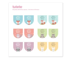 Tutete Pack Combinado Termo y Pegatinas Animales de Bosque^ Etiquetas Personalizadas