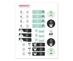 Esther Gili Pack Combinado Termo y Pegatinas Blanco y Negro^ Etiquetas Personalizadas