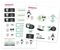 Esther Gili Pack Combinado Termo y Pegatinas Blanco y Negro^ Etiquetas Personalizadas