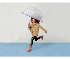 CyP Brands Paraguas Manual Infantil Kuromi Transparente Burbuja^ Paraguas Infantiles