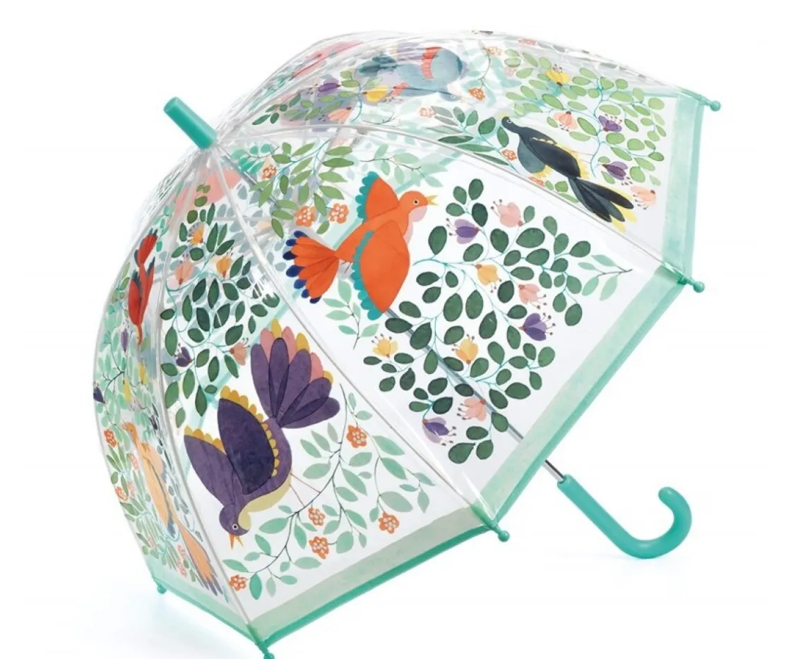 Djeco Paraguas Mediano Transparente Flores y Pájaros^ Paraguas Infantiles