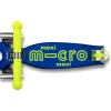 Niños Micro Patinete Maxi Deluxe Plegable Neon LED Azul-Amarillo