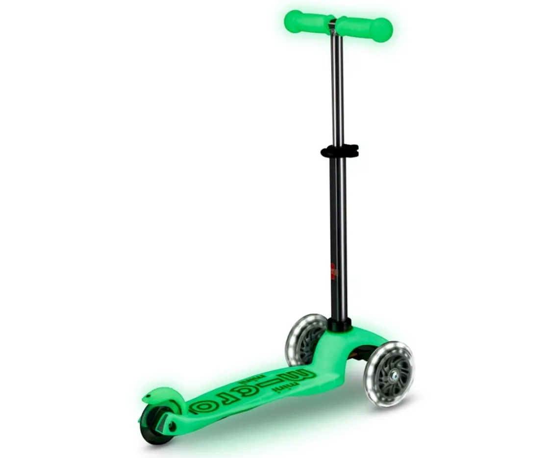 Niños Micro Patinete Mini Deluxe Glow Lime con Luces LED