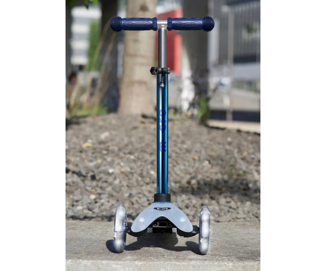 Micro Patinete Mini Deluxe Flux Neochrome Azul Luces LED^Niños Patinetes