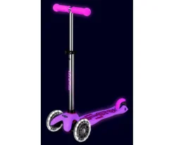 Niños Micro Patinete Mini Deluxe Glow Rosa con Luces LED