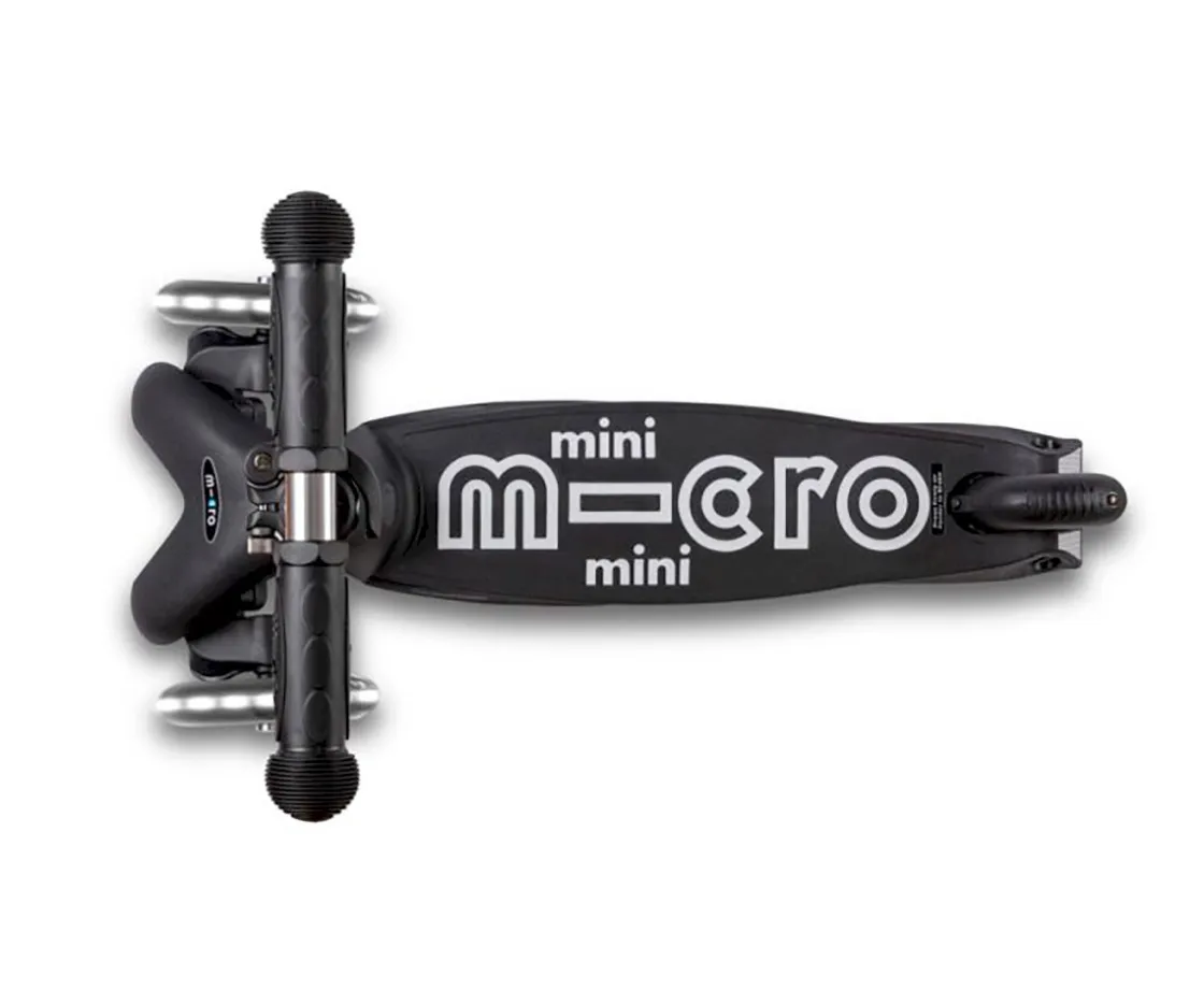Niños Micro Patinete Mini Deluxe Eco Negro con Luces LED