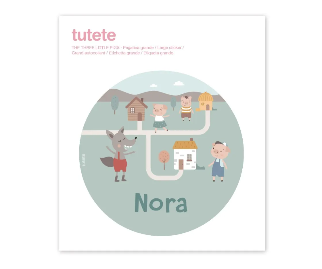 Tutete Pegatina Grande The Three Little Pigs para Caja Almuerzo^ Colecciones Vuelta Al Cole