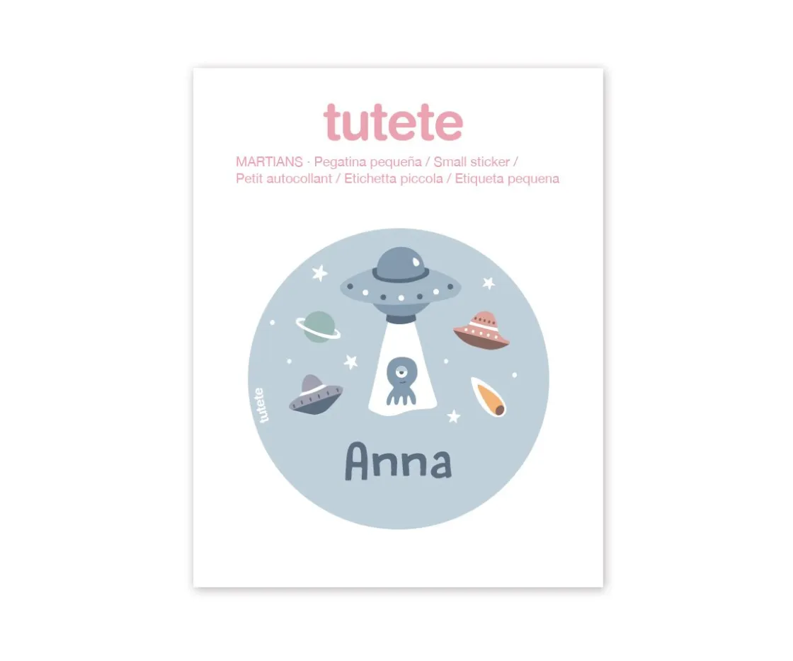 Tutete Pegatina Pequeña The Martians para Botella y Cajas Almuerzo