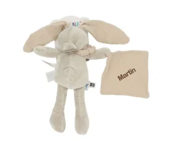 Niños Baby Nat Peluche Conejo con Mini Doudou Moka Personalizable