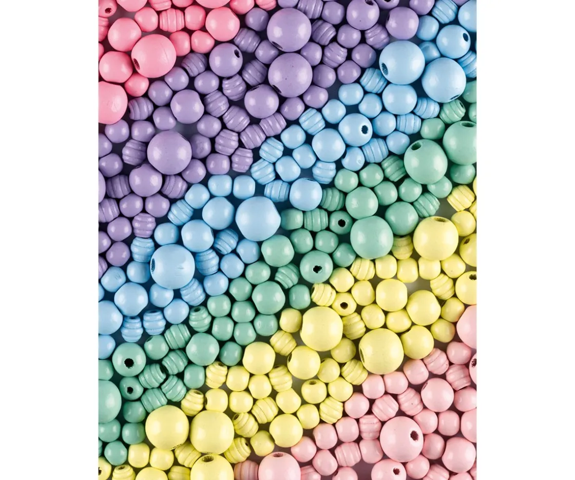 Niños Folia Perlas de Madera Jumbo Mix Pastel 1kg