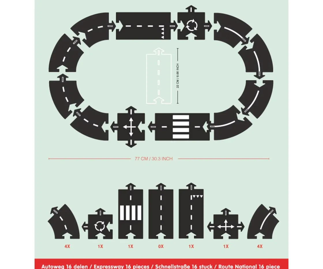 Niños Way To Play Pista de Coches Flexible 12 Piezas