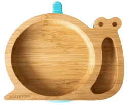 Ecorascals Plato Bambú con Ventosa Caracol Azul^ Vajilla Infantil