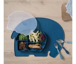 Sebra Plato de Silicona con Compartimentos y Tapa Fanto Nordic Blue^ Baby Led Weaning