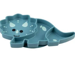 Melii Plato de Silicona con Ventosa Dinosaurio Azul^ Vajilla Infantil