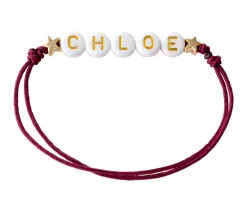 Niños Emolo Pulsera Estrellas Doradas Personalizada Burdeos