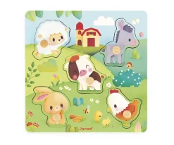 Niños Janod Puzle Encajable Táctil 5 Piezas Farmhouse