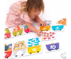 Niños Banana Panda Puzzle Make a Match Number Train