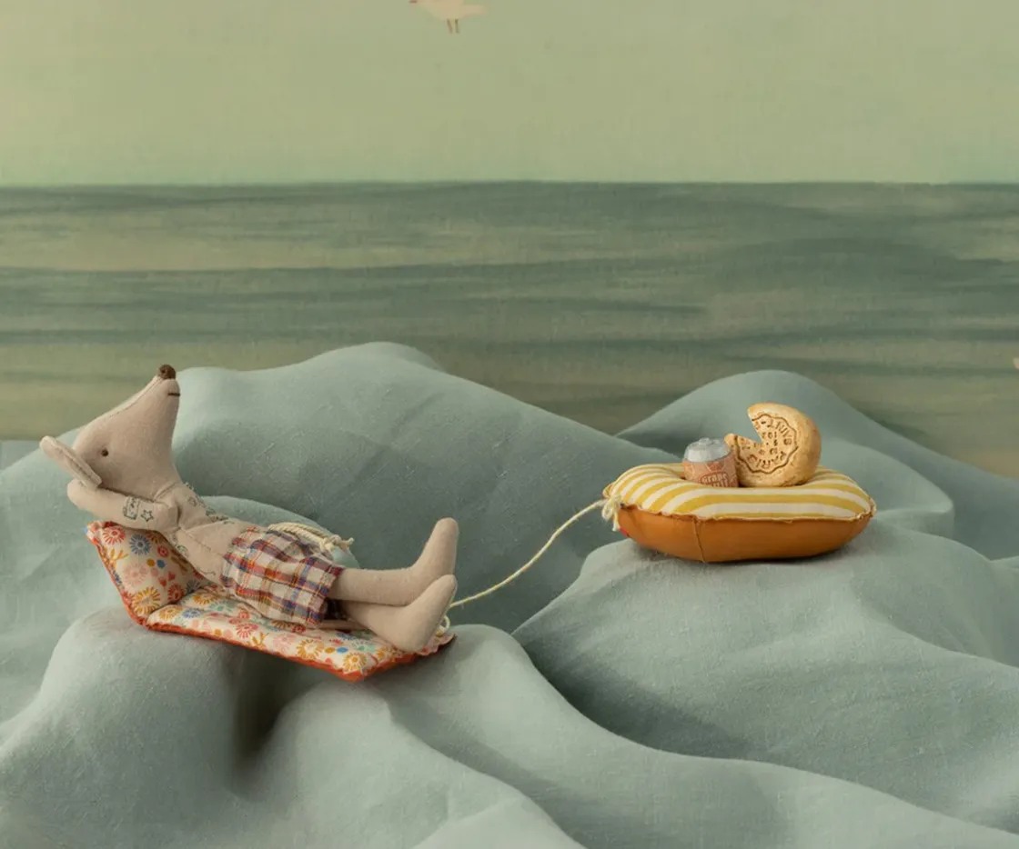 Niños Maileg Ratón de Playa Papá con Colchoneta Flower