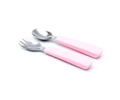 We Might Be Tiny Set 2 Cubiertos Feedie Rosa Empolvado^ Cubiertos Infantiles