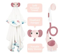 Niños Yookidoo Set Baño Ducha Elefante y Capa Rosa