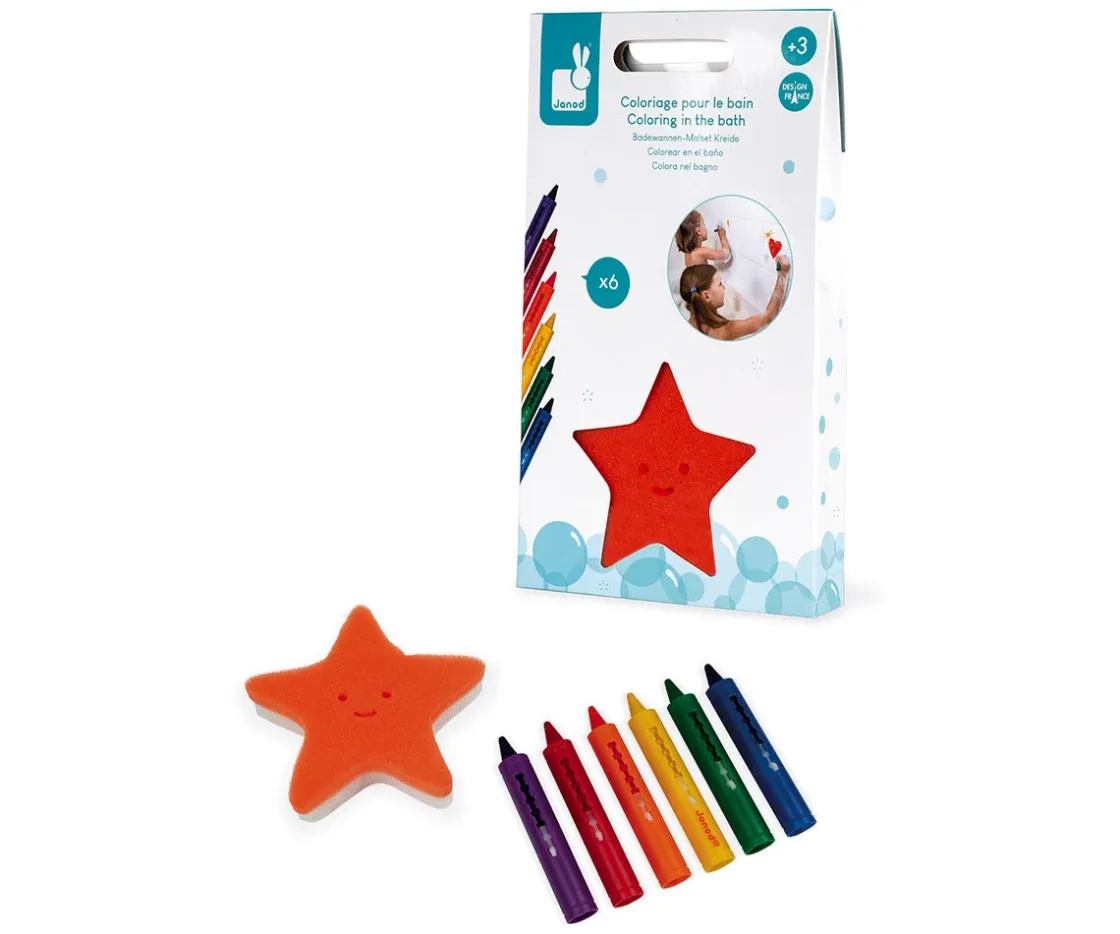 Niños Janod Set de 6 Ceras de Baño y Esponja