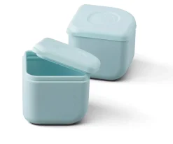 Miniware Set de Caja Bento y 2 Silipods de Silicona Acero Aqua^ Fiambreras Infantiles