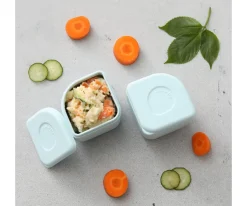 Miniware Set de Caja Bento y 2 Silipods de Silicona Acero Aqua^ Fiambreras Infantiles