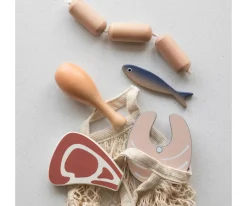 Niños Sebra Set de Comestibles de Madera Pescado y Carne