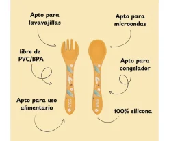 Sassi Set de Cuchara y Tenedor de Silicona León