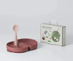 Miniware Set de Plato y Cuchara de Silicona Plegable Pink/Cotton Candy^ Vajilla Infantil