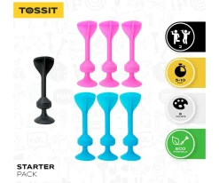Niños TOSSIT Set Starter de 7 Dardos de Silicona con Ventosa Azul + Rosa