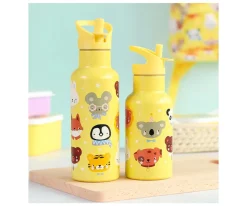 A Little Lovely Company Set Tapa Pajita y Cepillo Animal Friends^ Botellas De Acero