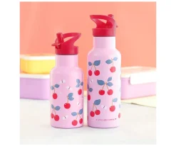 A Little Lovely Company Set Tapa Pajita y Cepillo Cherries^ Botellas De Acero