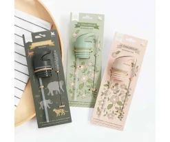 A Little Lovely Company Set Tapa Pajita y Cepillo Savanna^ Botellas De Acero