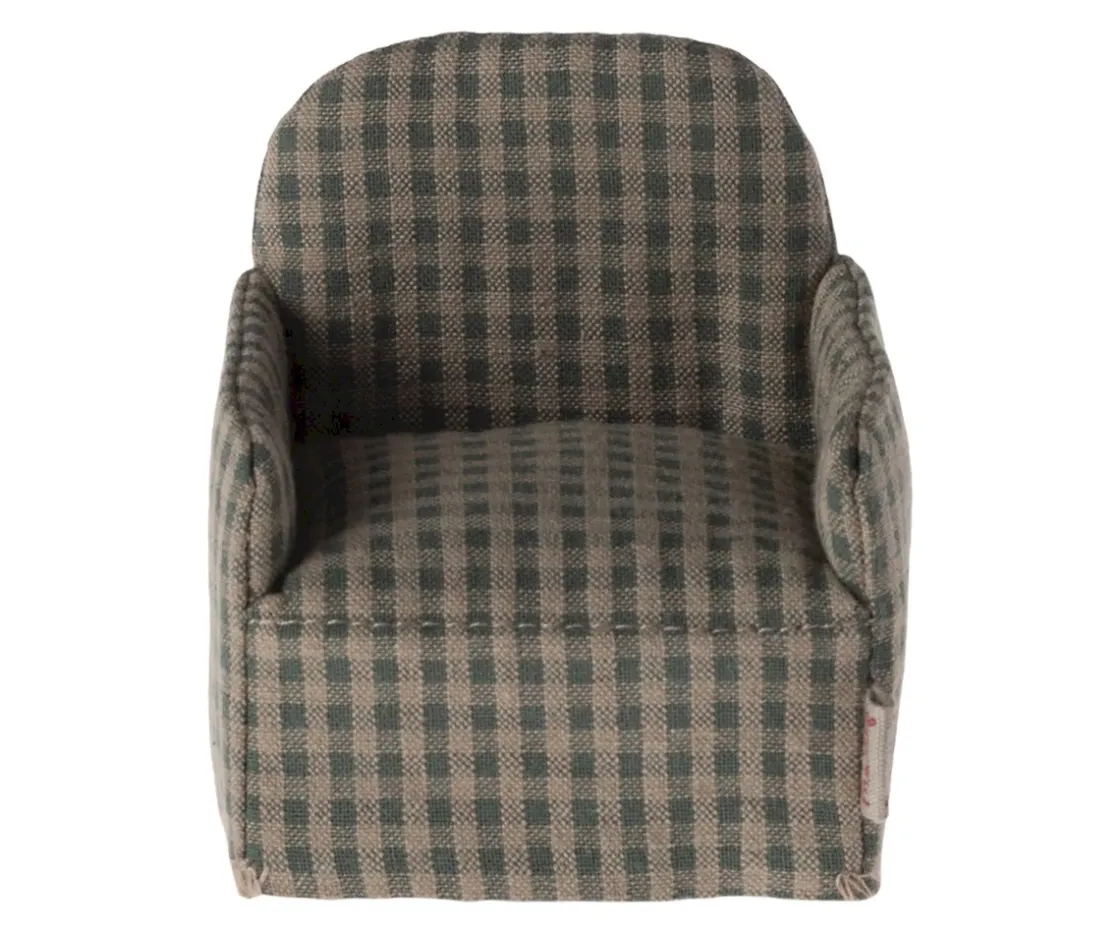 Maileg Sillón Ratón Green Checker^Niños Casa De Muñecas De Madera